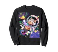 Espacio Gato Pizza Comida Pizza Galaxy Laser Eyes Rainbow Kitty Sudadera