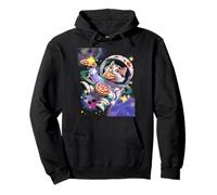 Espacio Gato Pizza Comida Pizza Galaxy Laser Eyes Rainbow Kitty Sudadera con Capucha