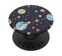 Espacio Noche Planetas Estrellas Celestial Minimal Ilustración Arte PopSockets PopGrip Adhesivo