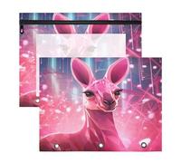 Espacio Rosa Canguro Estuches para Lápices Transparentes para Archivador de 3 Anillas(2 Pack)