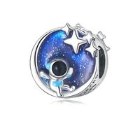 Espacio - viajando Charm de cuentas de cielo estrellado, accesorio de pulsera de plata esterlina 925, collar de pulsera Pandora compatible con, regalo para mujeres
