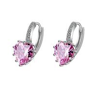 Espacios en blanco para pendientes de plata pendientes de mujer clip de amor corazón adolescente huggie niñas pendientes de cuento de hadas, talla única, Copper Zircon, Sin piedra preciosa