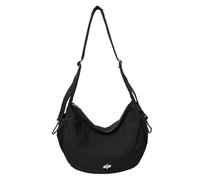 Espaciosa bolsa cruzada de nailon para el trabajo y el ocio, elegante, unisex, simple, color sólido, bolsa de hombro grande, Black