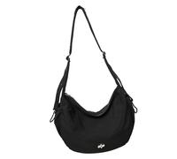 Espaciosa bolsa cruzada de nailon para el trabajo y el ocio, elegante, unisex, simple, color sólido, bolsa de hombro grande, Black