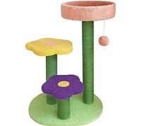 Espaciosa torre de árbol para gatos de varios niveles con postes rascadores, divertidos juguetes de pelota, diseño nórdico para ejercicio y sueño, centro de actividades ideal para gatitos juguetones