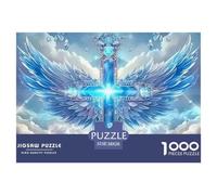 Espada Azul Alas Puzzle de 1000 Piezas Papel para Adultos Escena de Ángel Fantasía Juego de Puzzle 1000 Piezas Regalo Hogar 38x26cm/1000pcs