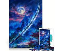 Espada Azul Mística bajo la Luz de la Luna, Rompecabezas de 1000 Piezas para Adultos, Regalos, Juego Mental, Juguete para Compartir, Corte Preciso, Sorpresa de Cumpleaños (38x52cm)