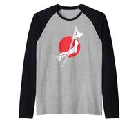 Espada de Japón con Contorno de Mapa Camiseta Manga Raglan