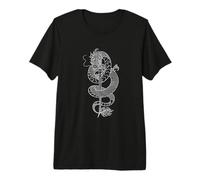 Espada de un samurái y dragón japonés Camiseta Premium