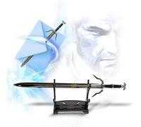 Espada de Witcher - Geralt of Rivia Espada plateada Abrecartas con soporte Espada en miniatura Espada plateada Videojuego Regalo para fanáticos