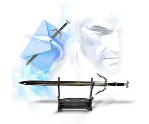 Espada de Witcher - Geralt of Rivia Espada plateada Abrecartas con soporte Espada en miniatura Espada plateada Videojuego Regalo para fanáticos