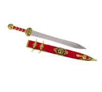 Espada romana spatha de caballería, dorada y roja con acabados en dor