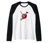 Espada samurái sobre el Mapa de Japón La tradición se Encuentra con la modernidad Camiseta Manga Raglan