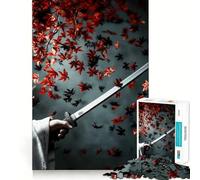 Espada samurái ﹨u Rompecabezas difícil de Hojas cayendo para Adultos 1000 Piezas Juguete Intelectual Tiempo Acogedor Corte de Calidad (50x75cm)