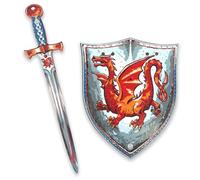 Espada y Escudo Medievales de Juguete para Niños - Dragón Ámbar, 3-8 Años | Set en EVA Flexible | Espada & Escudo con Diseño de Dragón para Disfraces, Juegos de Rol, Batallas & Aventuras Medievales