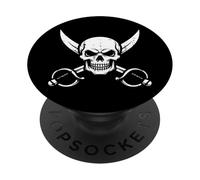 Espadas Cruzadas de Calavera Pirata, Bolsillo, Halloween, Hombres, Mujeres y niños PopSockets PopGrip Adhesivo