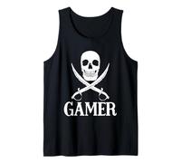 Espadas Piratas del Jugador con el Equipo del Juego del cráneo para los Juegos del Pirata Camiseta sin Mangas