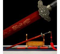Espadas Tai Chi de Madera con Flores de Peonía,Espada Entrenamiento de Bambú Natural con Vaina,Katana de Madera,Bokken Hecho a Mano para Cosplay,Accesorios,Regalos,Práctica Artes Marciales-103cm