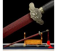 Espadas Tai Chi de Madera con Flores de Peonía,Espada Entrenamiento de Bambú Natural con Vaina,Katana de Madera,Bokken Hecho a Mano para Cosplay,Accesorios,Regalos,Práctica Artes Marciales-103cm