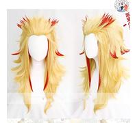 ESPADE Cosplay Wig Anime Demon Slayer: Kimetsu No Yaiba Rengoku Kyoujurou, Peluca de Cosplay, Pelucas de Pelo sintético Resistentes al Calor + Gorro de Peluca