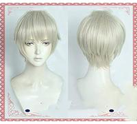 ESPADE Cosplay Wig Anime Jujutsu Kaisen Toge Inumaki Cosplay Gris Corto Resistente al Calor Pelo sintético Halloween Carnaval Fiesta Disfraz Peluca