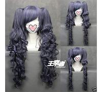 ESPADE Cosplay Wig Black Butler Kuroshitsuji Ciel Phantomhive Peluca Azul Gris Mezcla Pelo sintético Cosplay Pelucas con Clip Cola de Caballo extraíble + Gorro de Peluca
