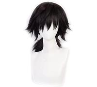 ESPADE Cosplay Wig Cosplay Kimetsu no Yaiba Tomioka Giyuu Pelo de Cola de Caballo Negro Resistente al Calor sintético Hombres Mujeres Disfraz Pelucas