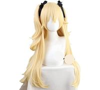 ESPADE Cosplay Wig Genshin Impact Fischl Cola de Caballo Larga y Cinta Cosplay Pelo sintético Resistente al Calor Fiesta de Halloween Anime Cosplay Peluca