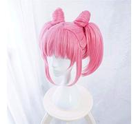 ESPADE Cosplay Wig Nuevas Pelucas de Cosplay de Sailor Moon Chibi Moon, Pelucas Rosadas for Mujeres, Pelo sintético Resistente al Calor, Peluca de Cosplay + Gorro de Peluca