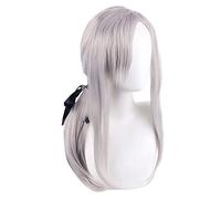 ESPADE Cosplay Wig Owari no Seraph of The End Ferid Bathory 80 cm Largo pálido Rosado Gris Resistente al Calor Cosplay Disfraz Peluca