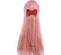 ESPADE Cosplay Wig Peluca for 75 cm Wotaku ni Koi WA Muzukashii Otaku Momose Narumi Cosplay Pelucas Peluca de Pelo sintético Largo Naranja Rosa + Gorro de Peluca + Horquilla de Lazo WigandHairpin