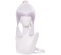 ESPADE Cosplay Wig Peluca Genshin Impact Ayaka Cosplay Pelucas Genshin Impact Cosplay Peluca Larga Cola de Caballo Resistente al Calor Juego de Pelo sintético