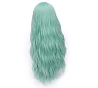 ESPADE Cosplay Wig Peluca Ondulada Rosa de 70 Cm de Largo, Peluca Rubia sintética Natural for Mujer, Pelo Resistente al Calor de 28 Colores, Cian de 28 Pulgadas