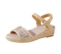 Espadrilles Sandalias Mujer Plataforma Cuñas Sandalias de Punta Abierta Tacón de Cuña Zapatos de Verano Mujeres Zapatos de Cuña Sandalias de Punto Transpirable para Exteriores Vacaciones Ocio y Vida
