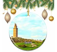 Espagne Hercules Tower La Coruna Noël Arbre De Noël Ornement Décoration De Mariage Pendentif Suspendu Décor Ville Voyage Souvenir Collection