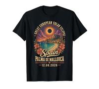 España 12 Agosto 2026 Eclipse Solar Total Palma de Mallorca Camiseta gráfica económica, Hombre, Negro, S