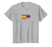 España Armenia Banderas - Español Armenio Camiseta, Niños, Gris Jaspeado, 4 años