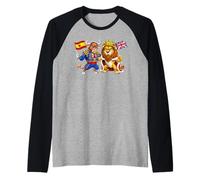 España Bandera Británica Reino Unido Gran Bretaña Herencia Camiseta Manga Raglan