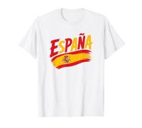 España Bandera Roja Amarilla Pincelada España Orgullo Camiseta gráfica económica, Hombre, Blanco, L
