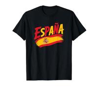 España Bandera Roja Amarilla Pincelada España Orgullo Camiseta gráfica económica, Hombre, Negro, S