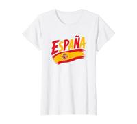 España Bandera Roja Amarilla Pincelada España Orgullo Camiseta gráfica económica, Mujer, Blanco, L