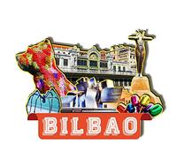 España Bilbao Imán de madera 3D Imanes de nevera Viajes Coleccionables Souvenirs Decoraciones Artesanías hechas a mano-2