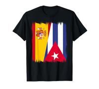 España Cuba Media Bandera Orgullo Cubano Patrimonio Cubano Español Camiseta