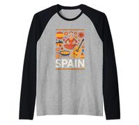 España Divertida Cultura Española Guitarra Flamenca Paella Camiseta Manga Raglan