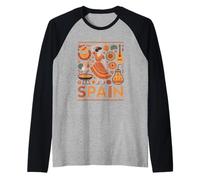 España Divertida Cultura Española Guitarra Flamenca Paella Camiseta Manga Raglan