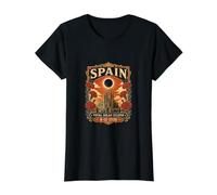 España Eclipse Solar Total 2026 Barcelona Sagrada Familia Camiseta gráfica económica, Mujer, Negro, XS