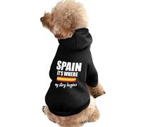 España Es Donde Comienza mi Historia Sudadera con Capucha para Perros de Invierno Sudaderas Ropa cálida para Perros pequeños Abrigo para Chihuahua Ropa Cachorro Gato Custume XS