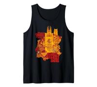 España España Mapa Monumentos Sagrada Familia Diseño Gráfico Camiseta sin Mangas