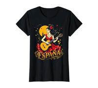 España Flamenco Sevilla Andalucía Barcelona Hombre Camiseta gráfica económica, Mujer, Negro, S