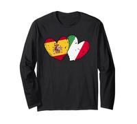 España, Italia, bandera, corazones, patrimonio español italiano Manga Larga
